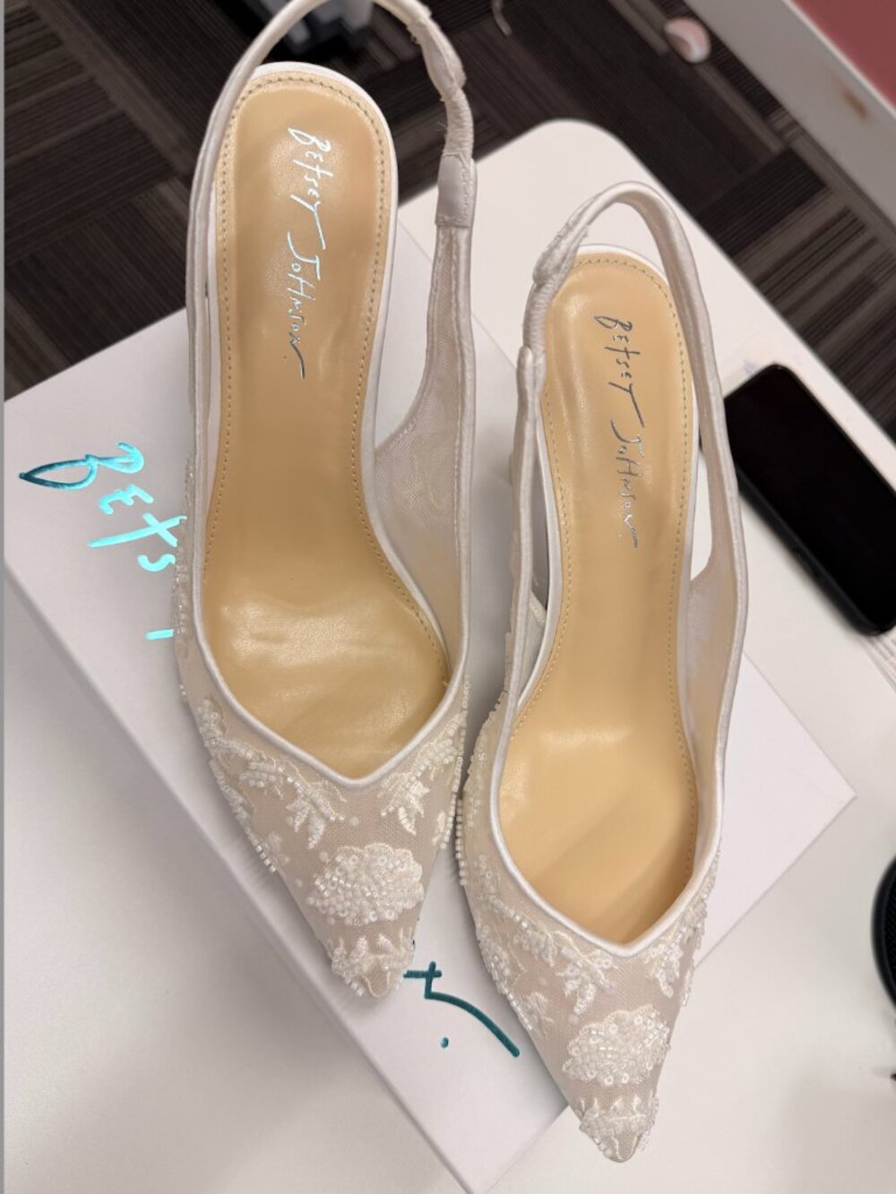 SIZE 10 - NEVER WORN - BETSEY JOHNSON WEDDING HEELS - Picture 1 of 3
